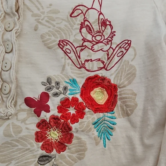 Disney's Thumper  Cream Floral Embroidered Long Sleeve Top - Picture 3 of 11